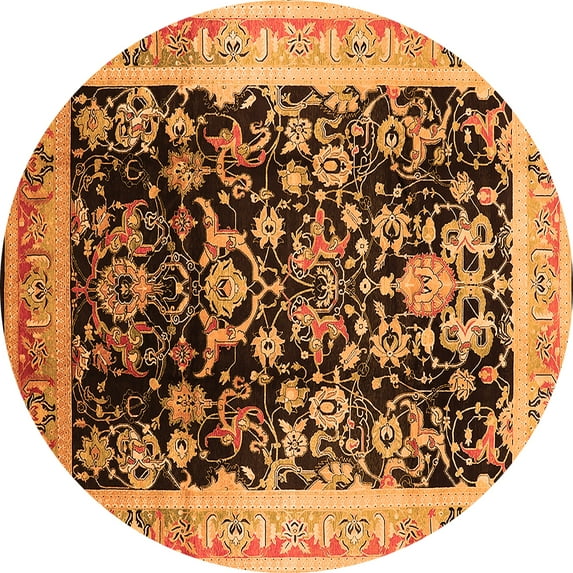 Ahgly Company Indoor Round Oriental Orange Industrial Area Rugs, 6' Round