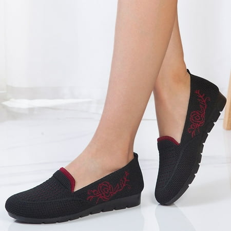

ERTUTUYI Women s Shoes Fashion Solid Color Printing Soft Sole Breathable Casual Shoes Black 37