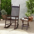 thumbnail image 2 of Costway Outdoor Wooden Rocking Chair with Solid Rocking Base Slatted Seat & Back Patio Brown, 2 of 9
