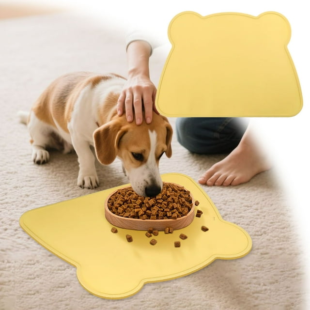 Silicone Pet Feeding Mat Non- Durable Floor Protector Easy Clean Raised Edge Design for Mess-Free Cat and Dog Meals