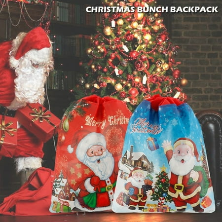 Orman Christmas Supplies 5/2Pcs Christmas Supplies Santa Claus Drawstring Candy Bags Gift Bag Kids Christmas Backpack Xmas Decoration ()