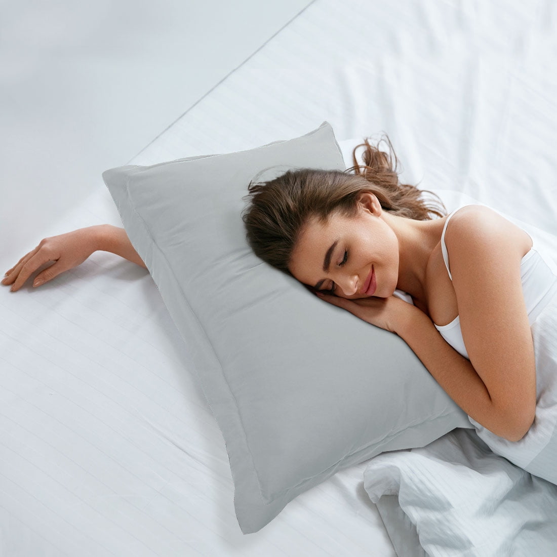 Unique Bargains 4-Pack Envelope Closure Pillow Sham No Zipper King Light Grey