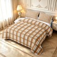 thumbnail image 3 of Manfei Classic Plaid Twin Quilt Set,Vintage Check Twin Coverlet Set,Brown Beige,2pcs,1 Bedspread and 1 Pillowcase, 3 of 7