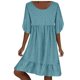 thumbnail image 1 of Vestido de Manga Corta para las Mujeres, Suelto Cuello Redondo Suéter Impresión Vestido de Moda Hecho de Poliéster Ligero para el Verano, Vestido de Verano para las Mujeres, 1 of 5