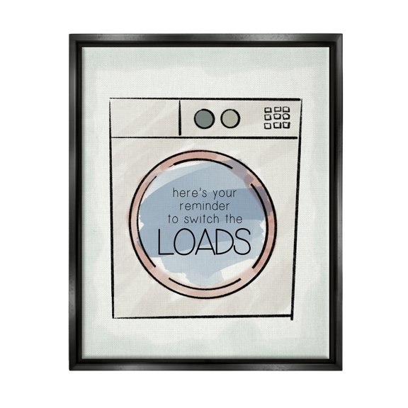 Stupell Industries Switch Laundry Loads Phrase Typography Painting Black Floater Framed Art Print Wall Art, 17 x 21