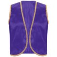 thumbnail image 5 of Aislor Men's 2pcs Arabian Prince Costume Cosplay Halloween Party Fancy Dress Up Vest with Lantern Pants Dark Purple&White 3XL, 5 of 7