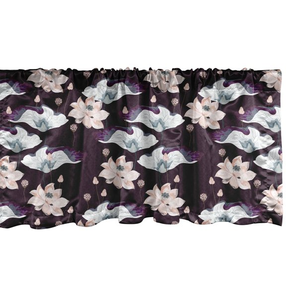 Ambesonne Vintage Valance Pack of 2, Floral Wild Boho Flowers, 42"X12", Dark Maroon and Pale Salmon