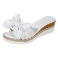 thumbnail image 1 of Bmisegm Women Sandals Fashion New Pattern Bow Decoration Wedge Comfortable and Versatile Summer Casual Shoes Sandals Women Summer White 9, 1 of 8