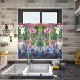 thumbnail image 4 of Yayeee Kitchen Curtains Tier Pair Light Filtering 27"x24" Rod Pocket Short Cafe Window Panel, White Vibrant Flowers, 4 of 7