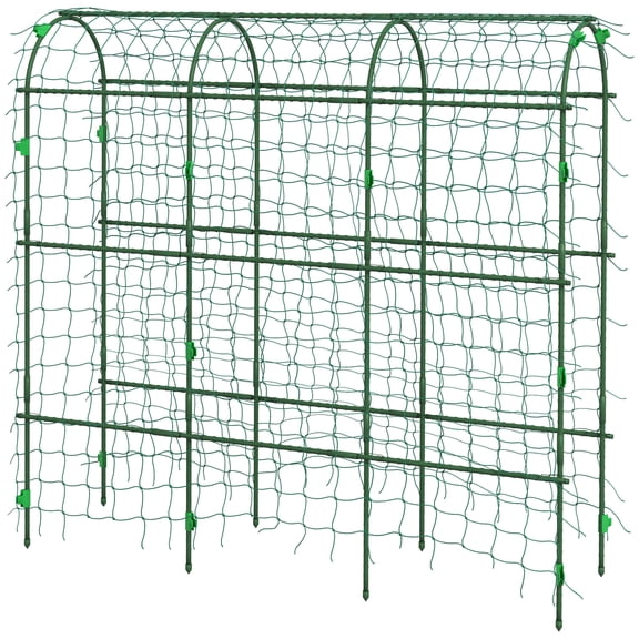 Homiyad Metal Arch Trellis for Climbing Plants A-Frame with Net Outdoor Garden Green 17 x 72 x 72 | Aosom.com
