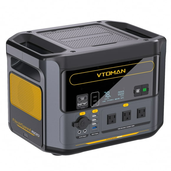 Vtoman FlashSpeed 1500 Portable Power Station 1548Wh,Recharge 0-100% with 1H, LiFePO4 Power Station with 110V/1500W AC Output/Input, 100W USB Port,Generator for Outdoor & Indoor