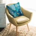 thumbnail image 2 of Throw Pillow Covers 18x18 Inch, Modern Turquoise Decorative Pillow Cases for Couch Sofa Bed, Abstract Teal Gold Marble Textured Cotton Linen Square Home Decor Pillowcases with Hidden Zipper, 2 of 7