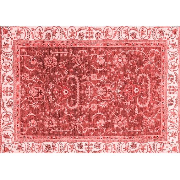 Ahgly Company Machine Washable Indoor Rectangle Oriental Red Traditional Area Rugs, 4' x 6'