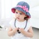 thumbnail image 4 of 2pcsfilles Denim Soleil Chapeau Pour Bb Enfants Polka Ribbon Et Fleur Magenta Chapeau De Pche Printemps Et Chapeaux, 4 of 5