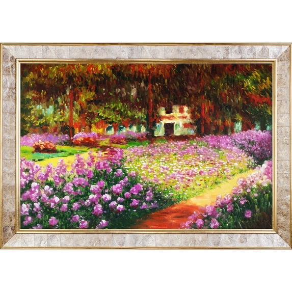 La Pastiche Claude Monet 'Artist's Garden at Giverny' Hand Painted Oil Reproduction