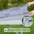 thumbnail image 6 of Blue Ethnic Geometric Pattern Square Fitted Tablecloth with Elastic Edge,Square Table Cover,Washable Elastic Table Cover for Home Kitchen Party Decor 36"x36", 6 of 6