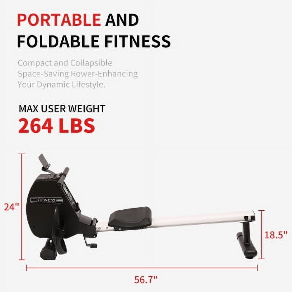 Baluue Rowing Machine 264 LBS Weight Capacity Foldable Rower for Home Use with Comfortable Seat Cushion
