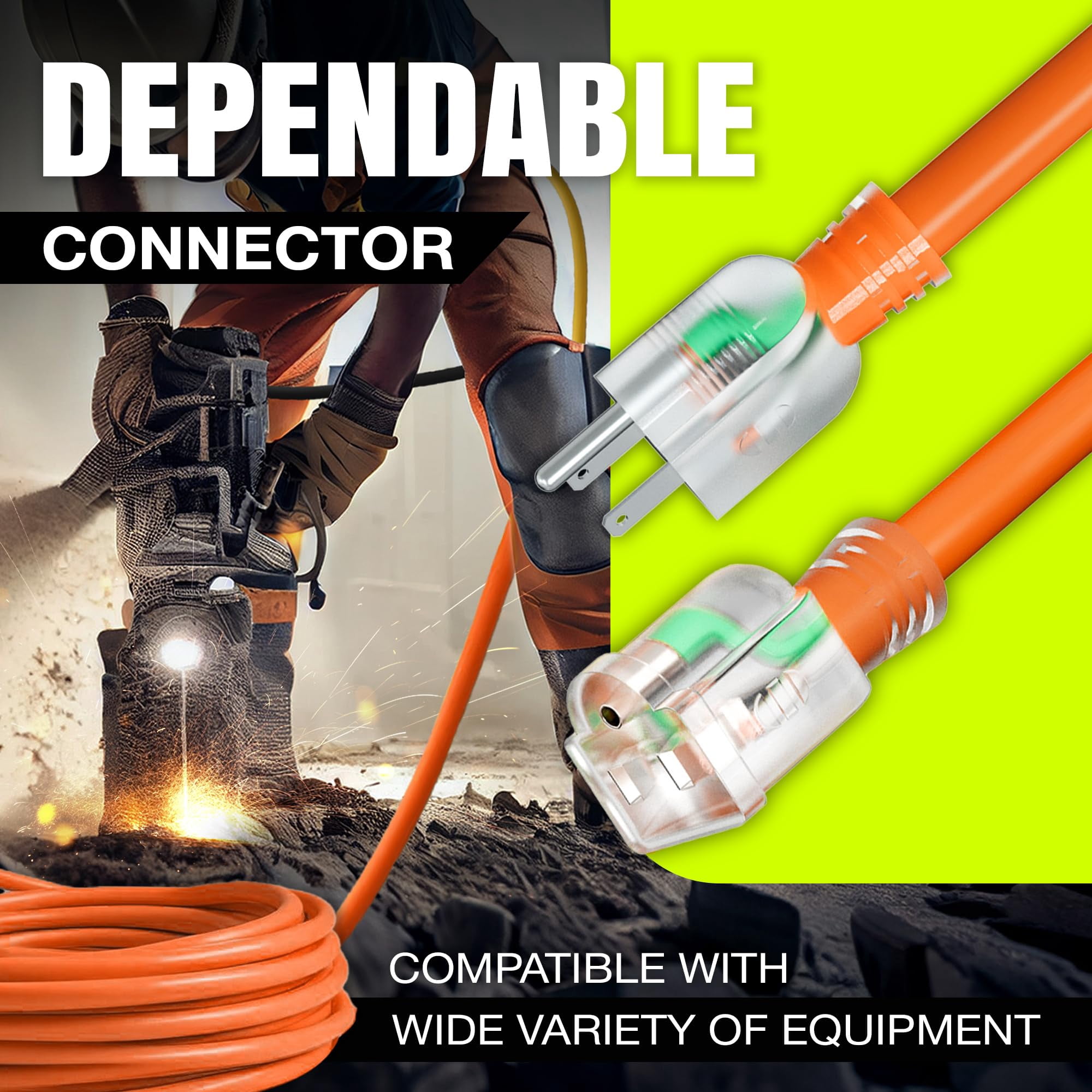 75ft Outdoor/Indoor Extension Cord 10/3 Gauge Ultra Heavy Duty 3 Prong SJTW, Waterproof, ETL Listed, Flexible Cold-Resistant Long Power Cord,125 Amp 1875W, Orange by LifeSupplyUSA