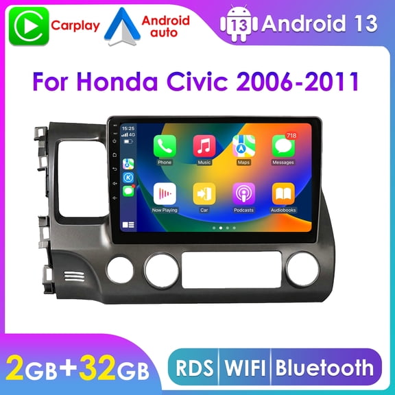Hizpo Bluetooth Android 13 Apple CarPlay 2 32GB Wifi AUX 10.1" Touch Screen Car Stereo Radio Head Unit Multimedia GPS Navigation Player For Honda Civic 2006 2007 2008 2009 2010 2011