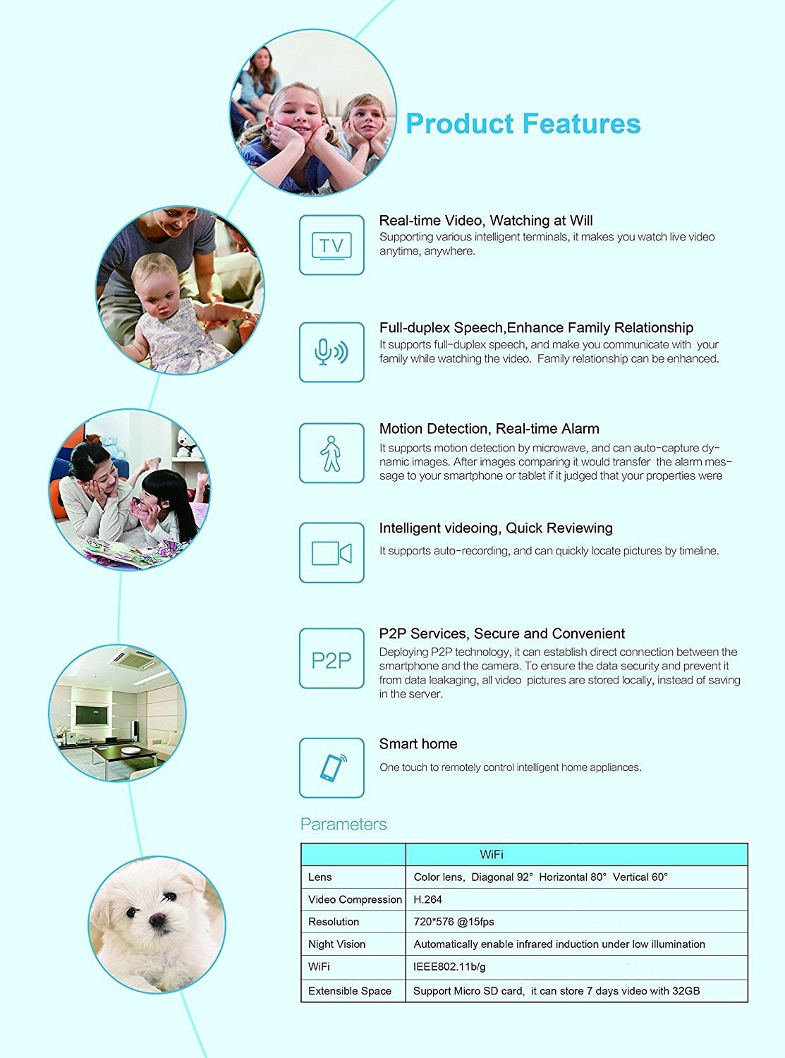 JTD Smart Wireless IP WiFi DVR Security Surveillance Camera with Motion Detector Two-way Audio & Night Vision Best Security Camera Baby Monitor for your Baby,Home, Pet or Business (Baby Pink)