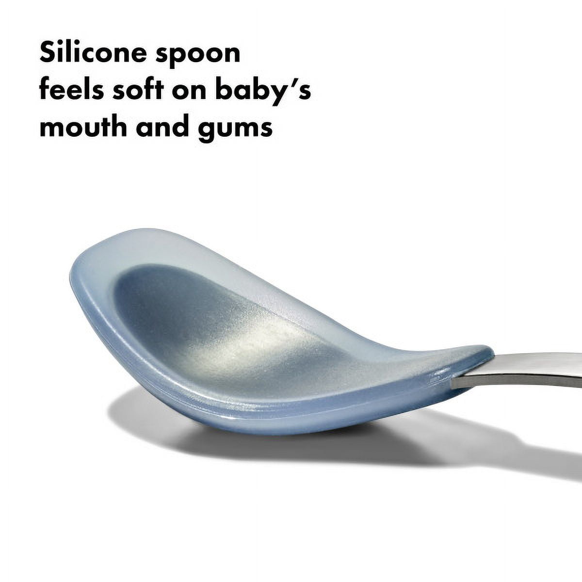 OXO Tot Baby Feeding Spoon 2 Piece Set with Soft Silicone for 6+ Months, Opal and Dusk