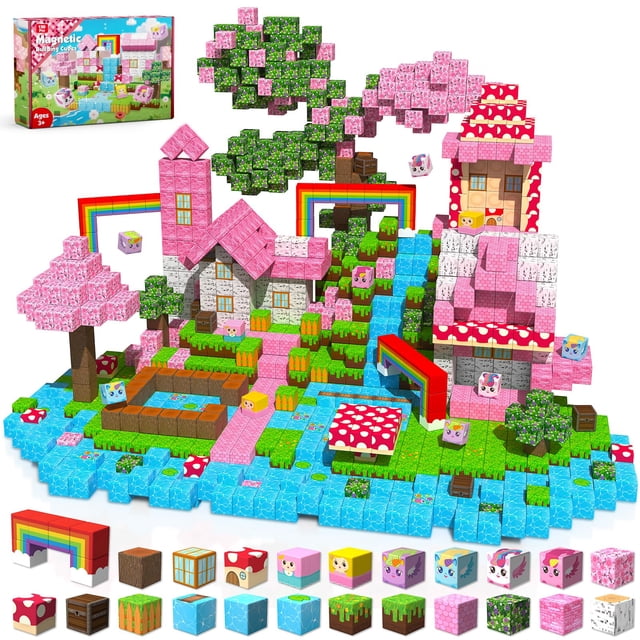 Goody King - Bloques magnéticos de 150 piezas - Bloques de construcción magnéticos de unicornio, imanes apilables para niños, imanes potentes, juguete sensorial para aprendizaje STEM, juguetes para ni