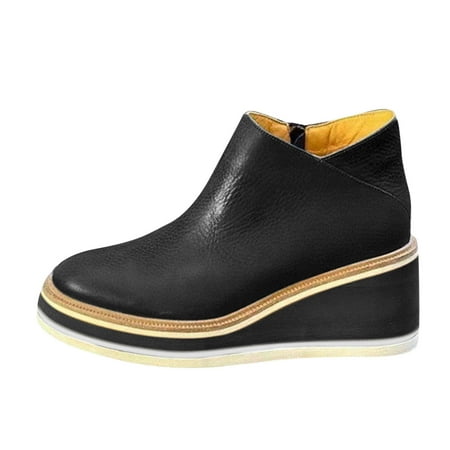 

Penkiiy Women’s Slip on High Top Wedge Sneakers Hidden Heel Platform Wedgie Ankle Booties 41 Black