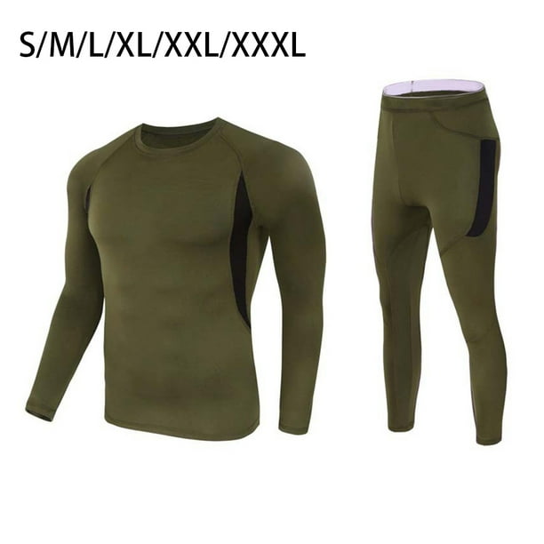 ZheElen Men Winter Thermal Underwear Warm-keeping Leggings Suit Clothing  Male Sets Breathable Stretchable Johns Bedding Gym Sports S Dark Green L 