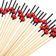 thumbnail image 1 of Paquete de 200 selecciones de cóctel para aperitivos, palitos de fruta de 4,7 pulgadas, palillos de dientes de bambú elegantes con perlas para fiesta de cumpleaños (rojo y negro), 1 of 5