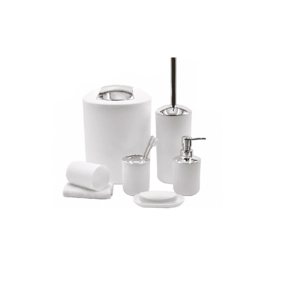 Juego De Accesorios De Baño De 6 Piezas Elegante Y Simple Blanco