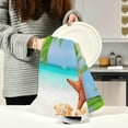 thumbnail image 3 of Starfish White Sandy Beach Tea Towels Set of 1 Coconut Palm Tree Kitchen Dish Cloth with Hanging Loop, 18"x28"Lint-Free Absorbent Towel for Kitchen Drying Wiping and Cleaning, 3 of 7