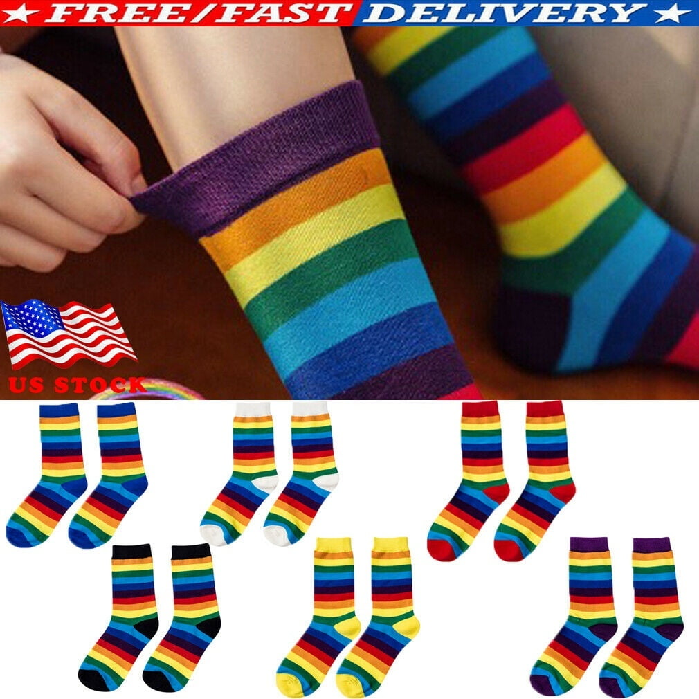 Women's Ankle Socks Rainbow Anklet Stripe Cosplay Novelty Fancy Cute ...