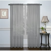 GoodGram Ultra Luxurious Sheer Voile Gray Rod Pocket Curtains, 52” x 84” (2 Panels)