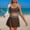 c01Brown, variant on Hduncf Women's 2 Piece High Waisted Bikini Sets Square Neck Swim Suits Color Block Skirted Bathing Suit Swim Skirt Swimwear Green XL
