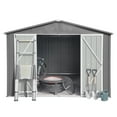 thumbnail image 2 of Olurrisa 10FT x 12FT Outdoor Metal Storage Shed, Grey Apex Roof Design with Hinged Lockable Door, Durable Construction with Punched Vents, 2 of 5
