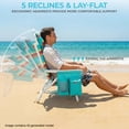 thumbnail image 4 of pirecart Folding Beach Chair, 5 Position Lay Flat Beach Chair with Cup Holder, Padded Headrest, Cooler Pouch, Storage Bag, Towel Bar, Orange, Yellow and Blue Stripes, 4 of 10