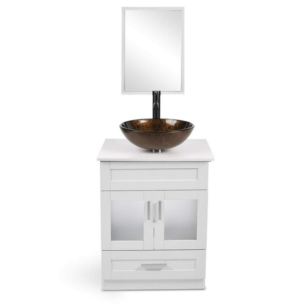 Glass Vessel Sink Mirror Faucet, Vanity Vessel Sink Sets