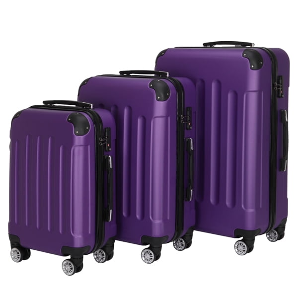 Cotinse 3 Piece Luggage Sets Hardshell Lightweight Suitcase with TSA Lock Spinner Wheels,Purple