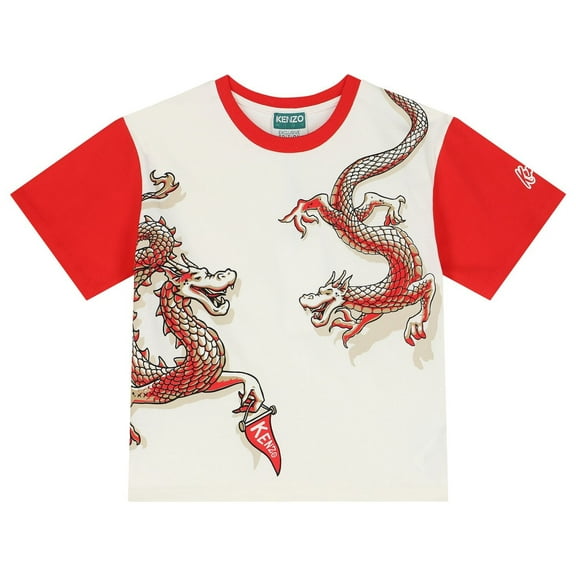 Kenzo Kids Dragon Print Crew Neck T-Shirt, Size 12Y