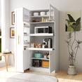 thumbnail image 3 of REDSASA Multi-Functional Pantry Cabinet with Pull-Out Shelves - Farmhouse 4-Door Storage Organizer for Kitchen Dining Room, White, 3 of 9