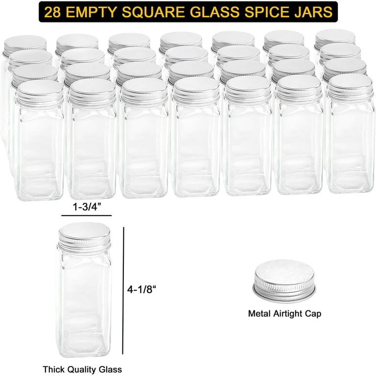 SpaceAid Wood Spice Rack with 24 Glass Jars, 4-Pack photo 4