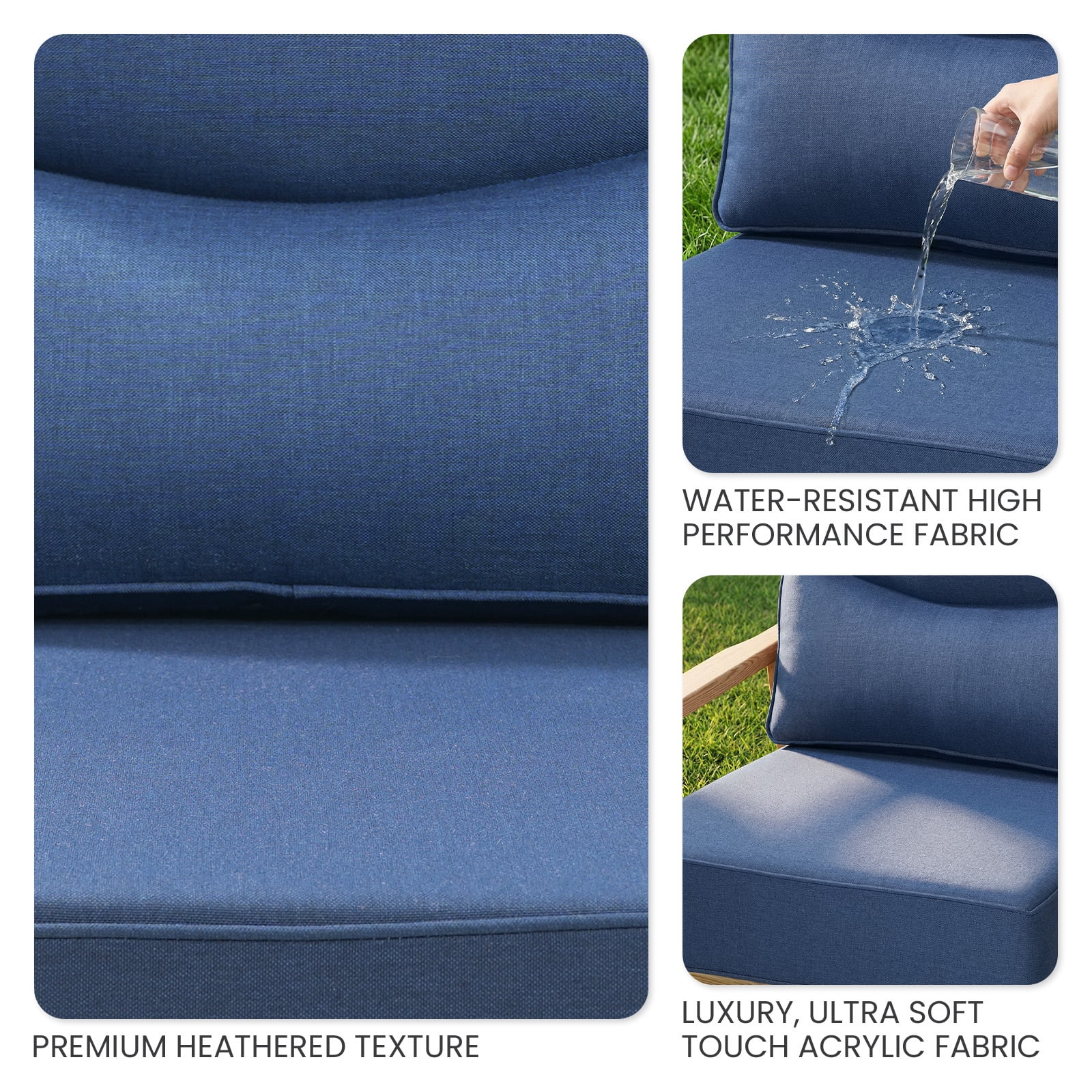 Bellefurn Outdoor Seat Cushions 22 X 24 X 6 inch for Patio Furniture,Outdoor Chair Cushions Outdoor Deep Seat Cushion with Water Resistant & Removable Cover Patio Cushions for Wicker Chair,Sofa,Couch