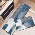 thumbnail image 1 of Blue Modern Kitchen Rugs Set - Grey White Abstract Mats, Non-Skid Washable, Geometric Painting Runner Rug, Graffiti Art Kitchen Decor, Set of 2, Ideal for Contemporary Kitchens, 1 of 6