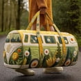 thumbnail image 4 of Bohemian Hippie Bus Quilted Duffel Bag, Stylish Women's Large Capacity Weekend Bag with Vibrant Floral Print (YS19,G362- (18X9X9) inch), 4 of 6
