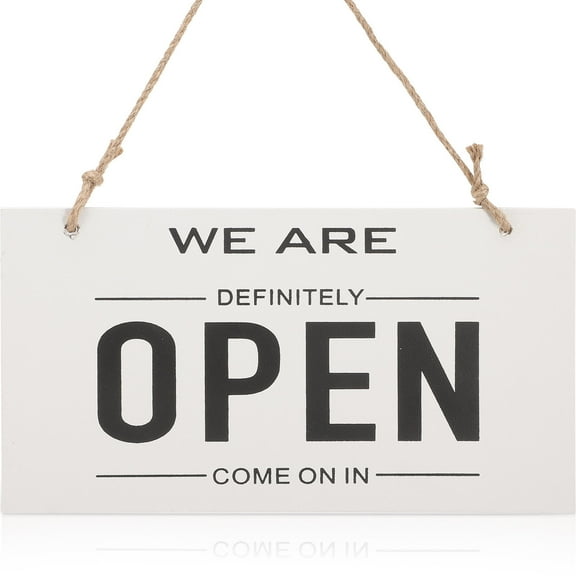 FRCOLOR Wooden Double Sided Open Closed Sign for Business Door with Rope for Decoration White