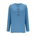 thumbnail image 4 of Ounisa Women's Long Sleeve T-Shirts Crew Neck Buttons Cute Casual Tunic Tops Basic Tees Blouses Loose Fit Pullover 2025, 4 of 6