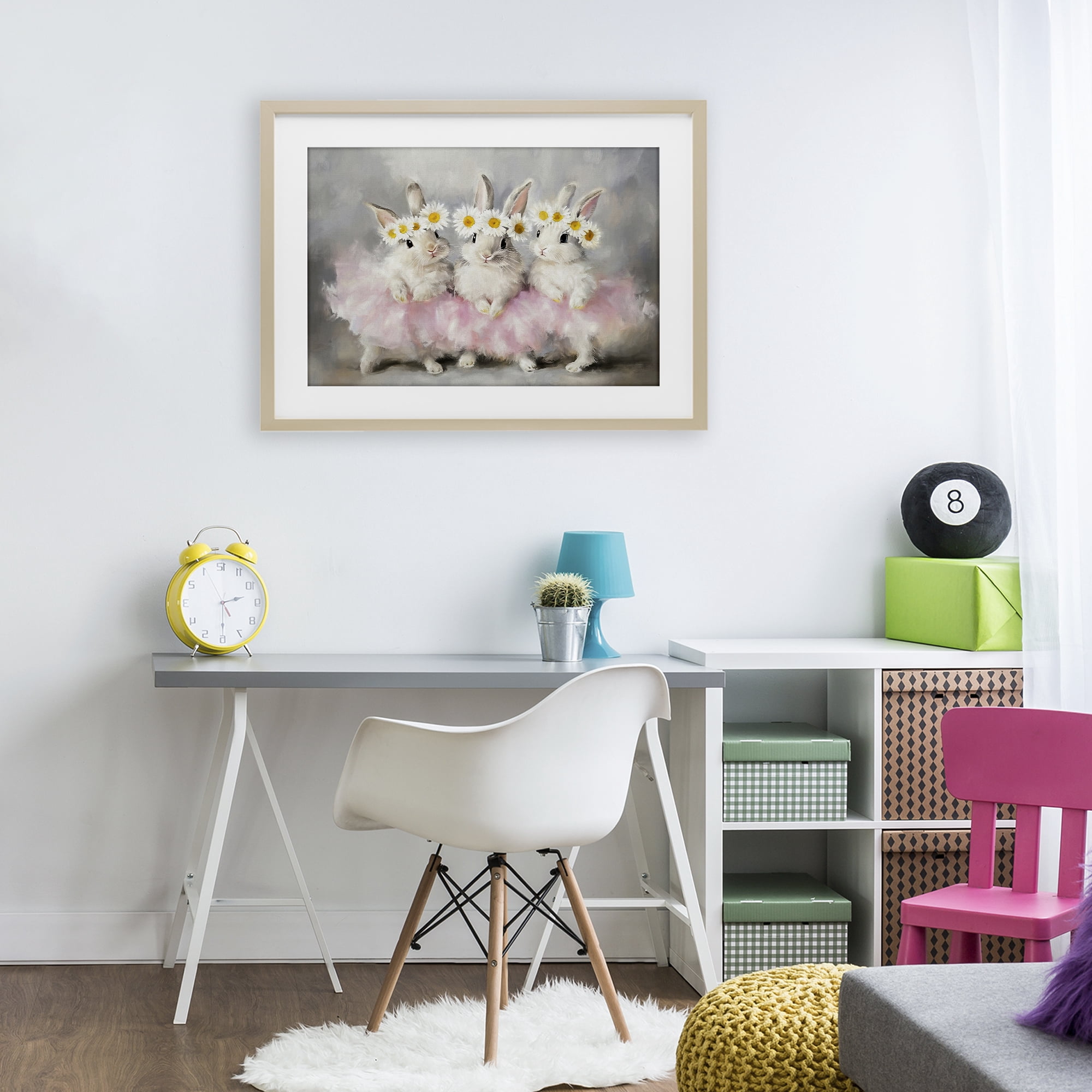 Stupell Industries Dancing Bunnies in Tutus Birch Framed Print Under Glass, design by Tina LeCour