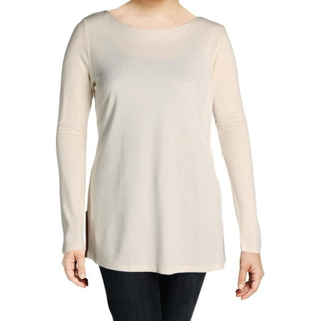 - Lauren Ralph Lauren Womens Wool Blend Faux Leather Trim Tunic Top Ivory XXL