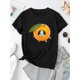 thumbnail image 2 of Women'S Casual Crew Neck T-Shirt with Cute Orange Cat Print, Fashionable Short Sleeve Top, Medium Stretch Polyester (95%) & Spandex (5%), All-Season Animal Pattern Tee for Leisure & Sports, 2 of 6