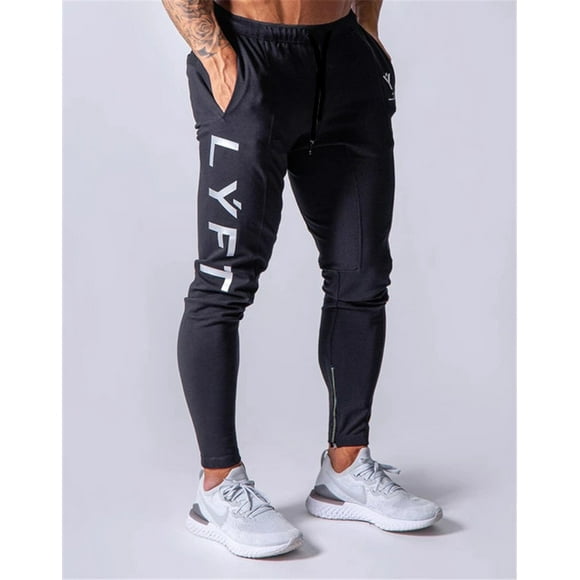 LYFT New Jogging Pants Men Sport Sweatpants Running Pants Men Joggers Cotton Trackpants Slim Fit Pants Bodybuilding Trousers s086Black XL